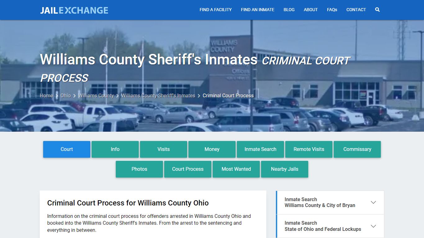 Williams County Sheriff's Inmates Criminal Court Process - Jail Exchange
