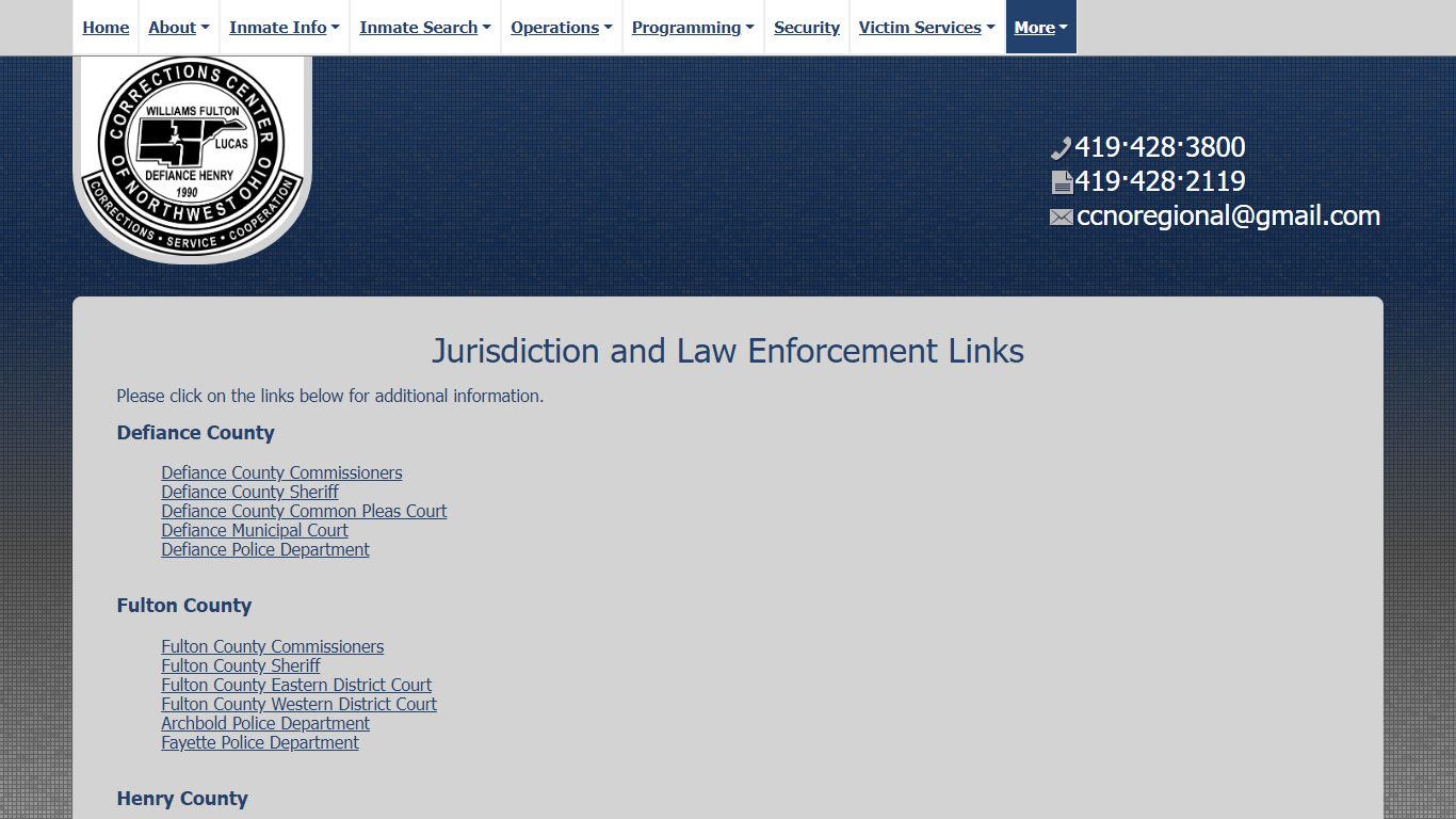 Jurisdiction and Law Enforcement Links - CCNO